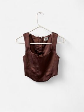 Sunday Best Mauve Satin Corset Crop Top